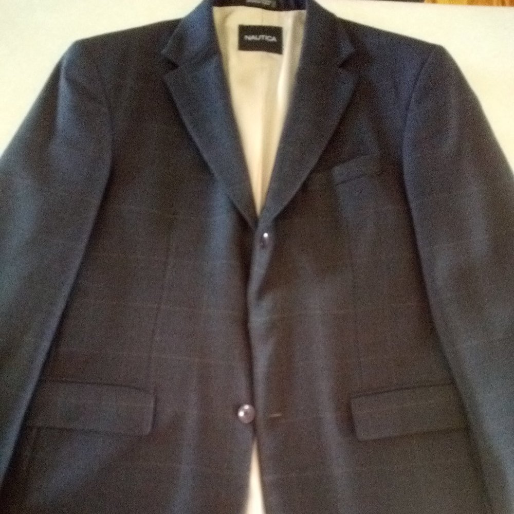 Blue Windowpane Nautica Sport Coat 44R